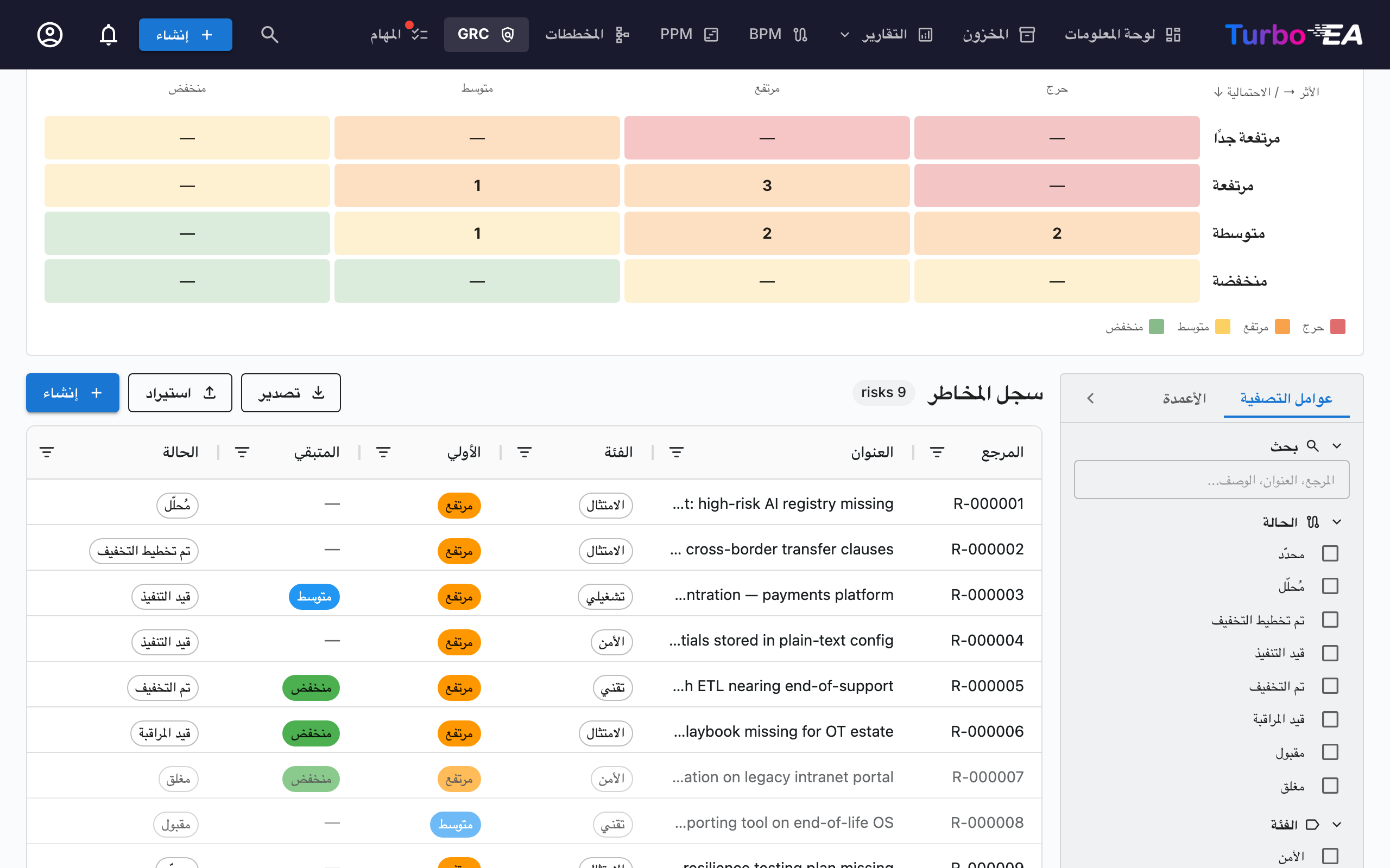 GRC — سجل المخاطر