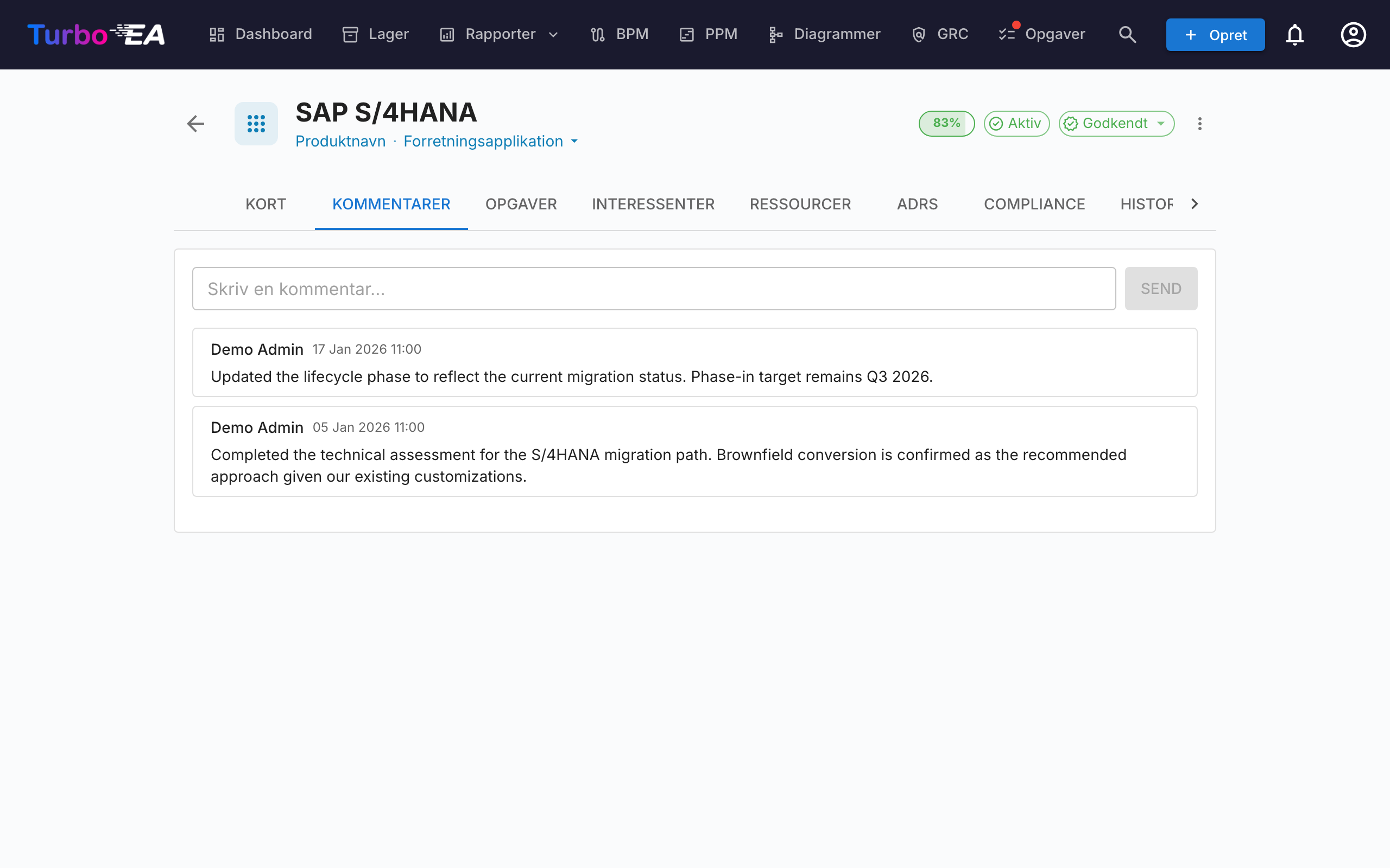 Kortets kommentarsektion