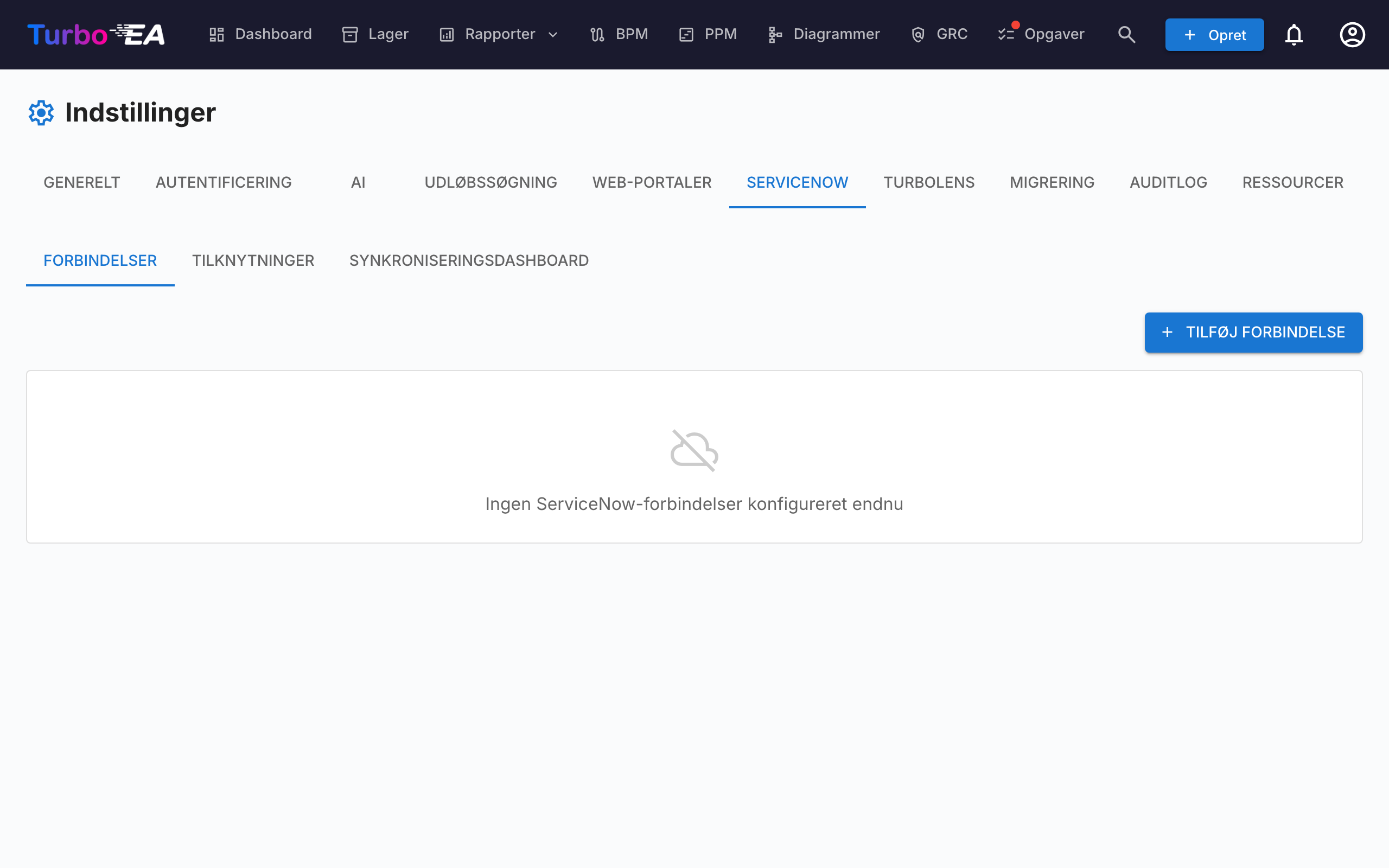 ServiceNow-integrationsindstillinger