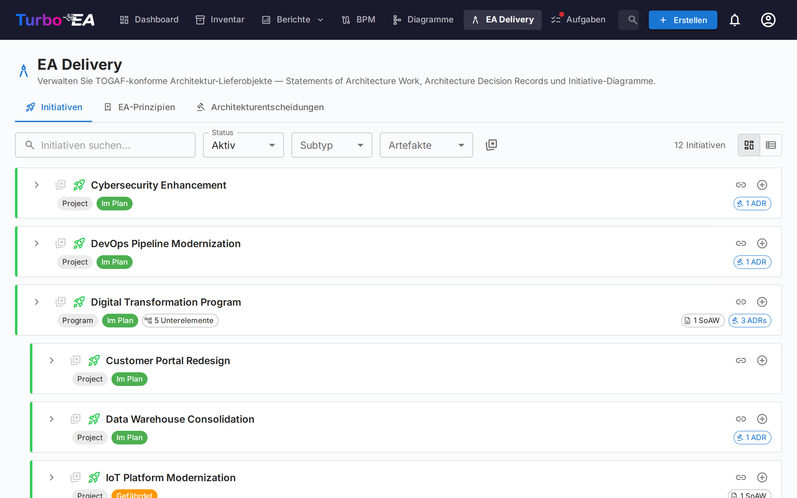 EA Delivery-Verwaltung