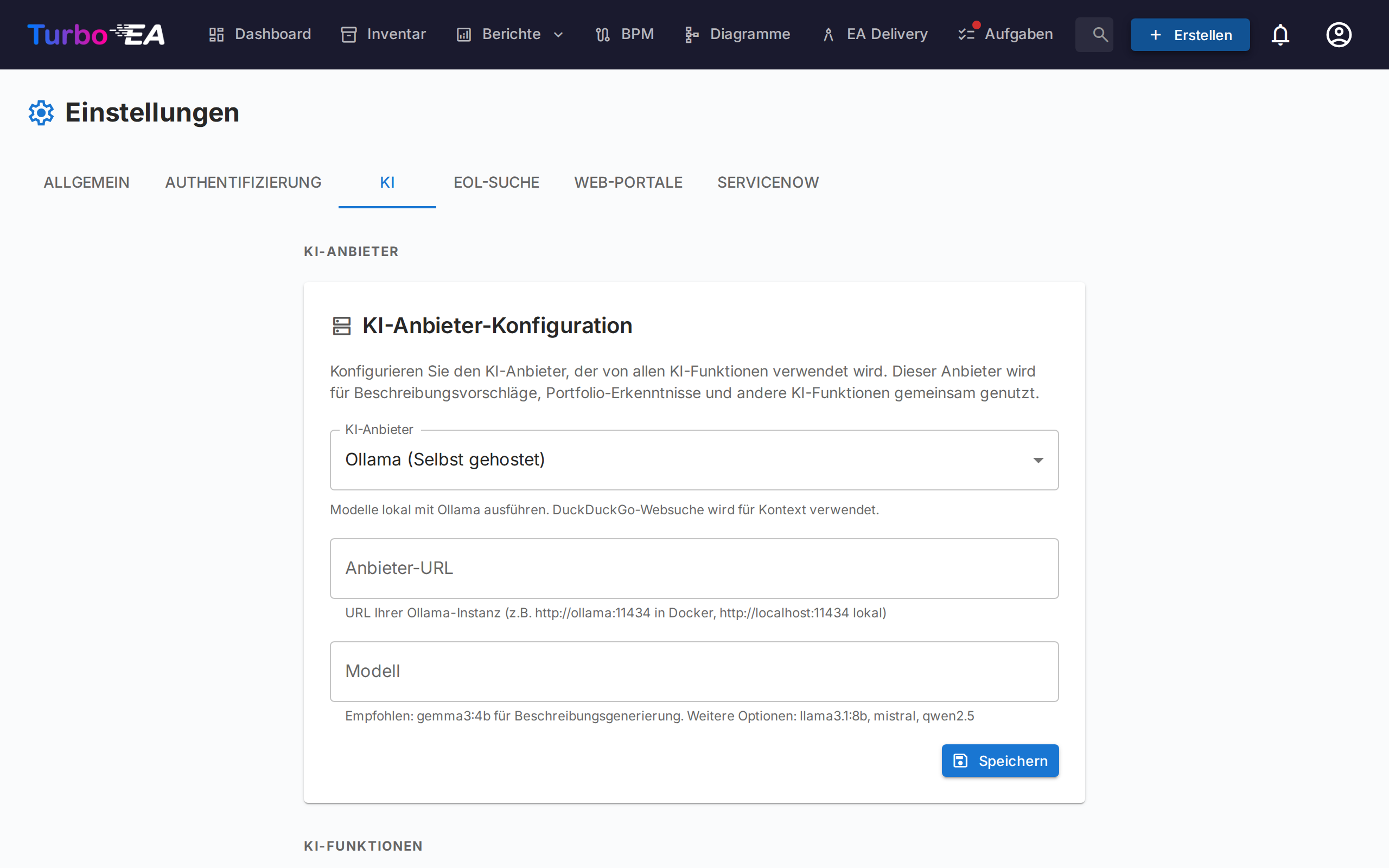 KI-Vorschlagseinstellungen