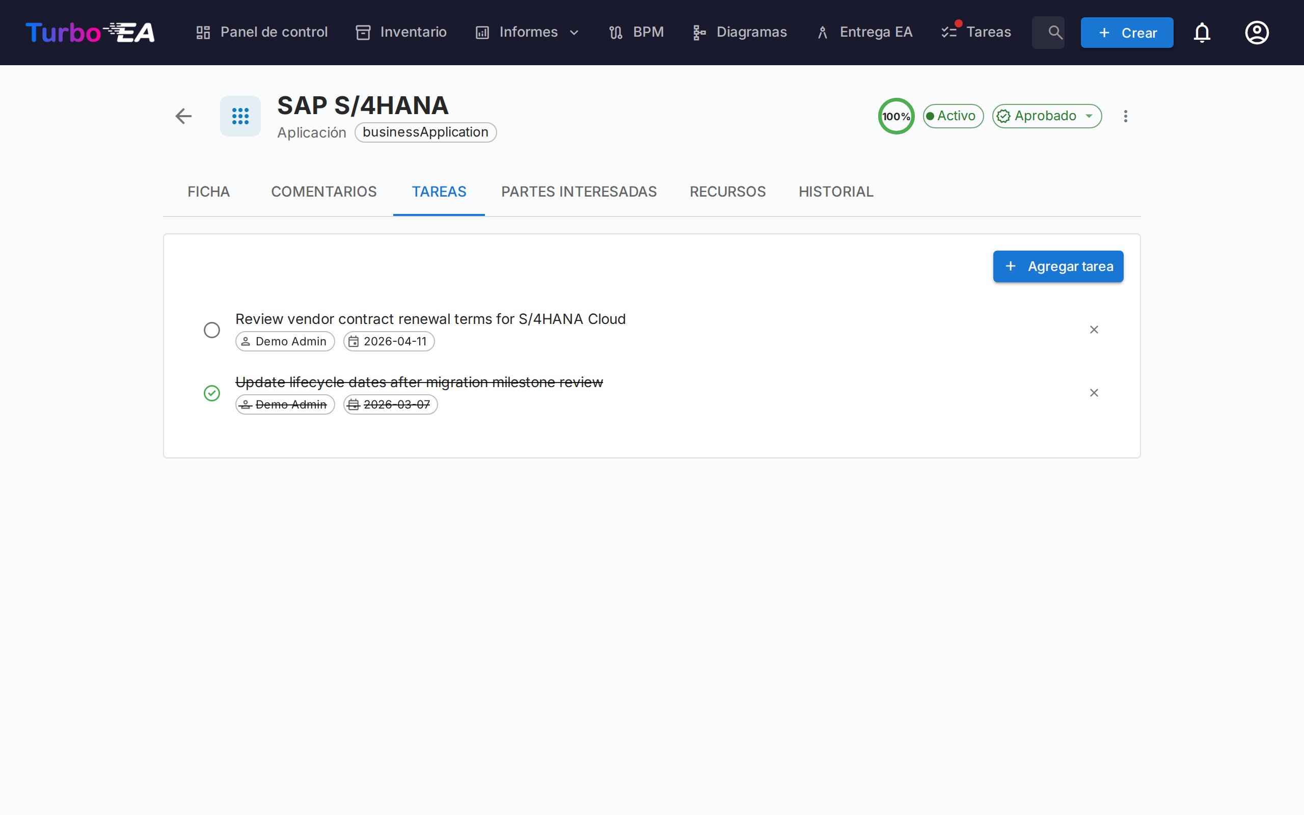 Tareas Asociadas a una Ficha