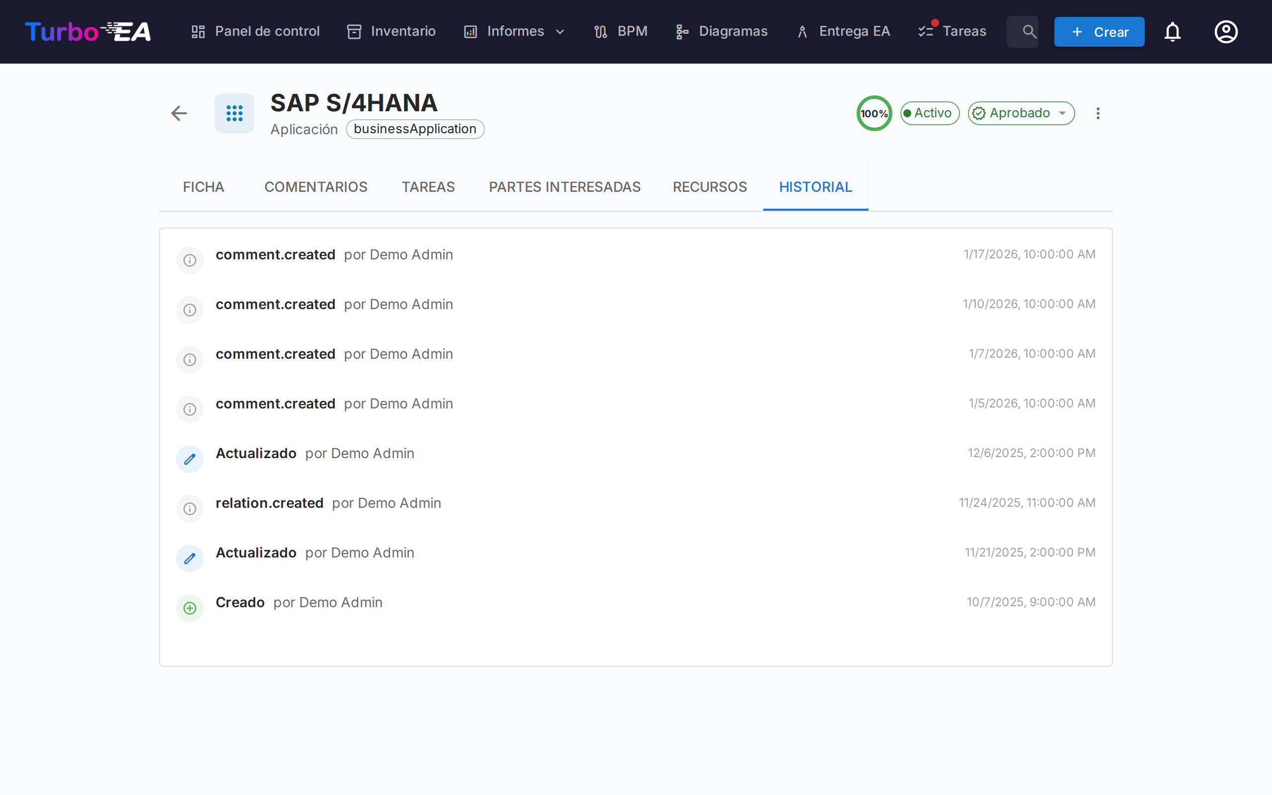 Historial de Cambios de una Ficha