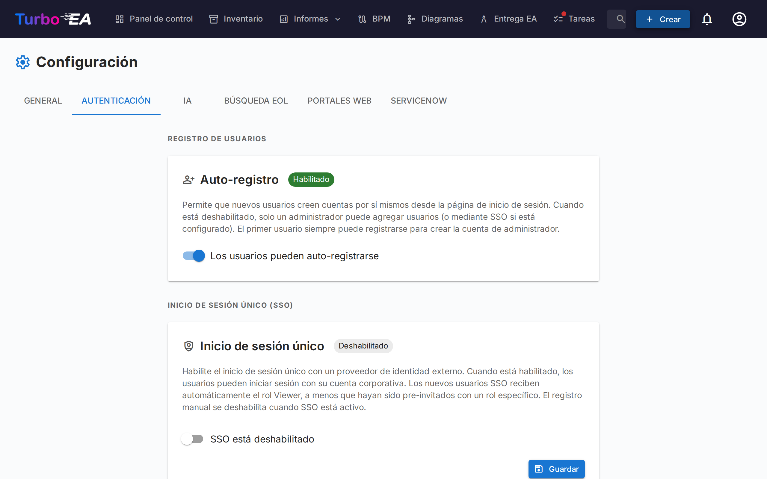 Configuración de Autenticación y SSO