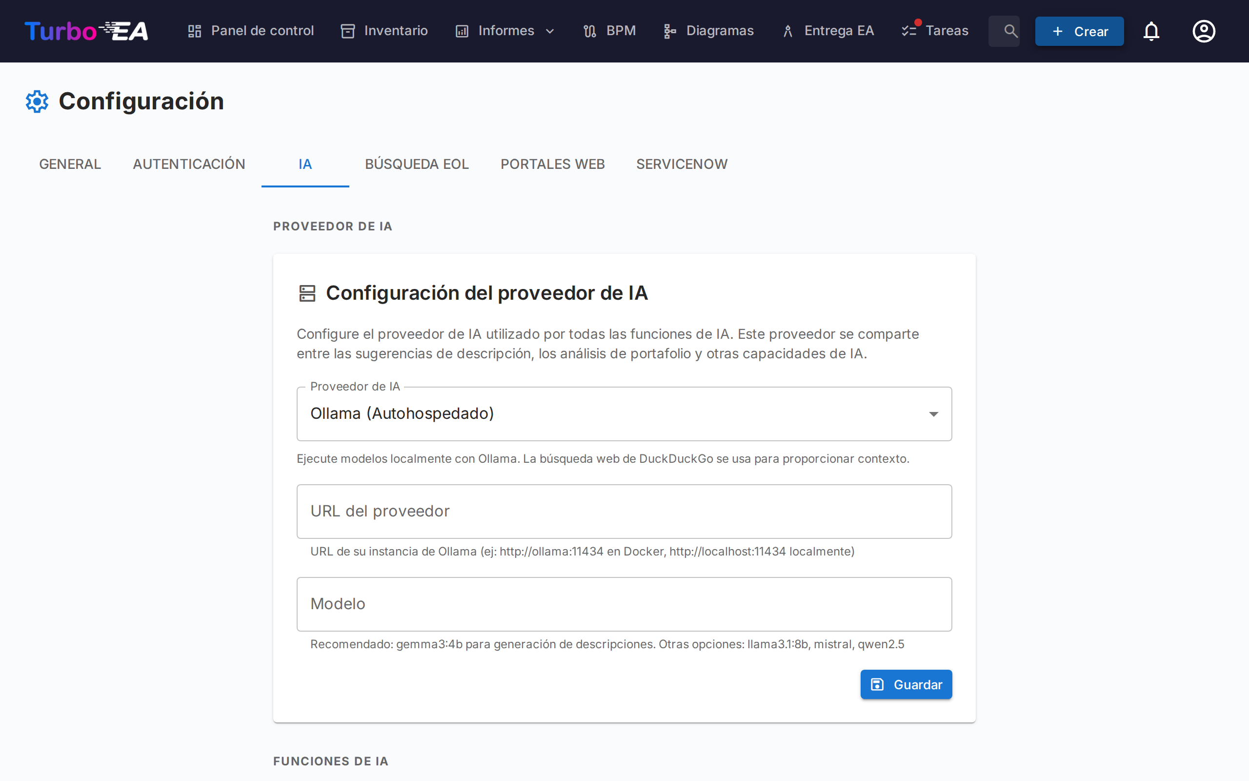 Configuración de Sugerencias IA