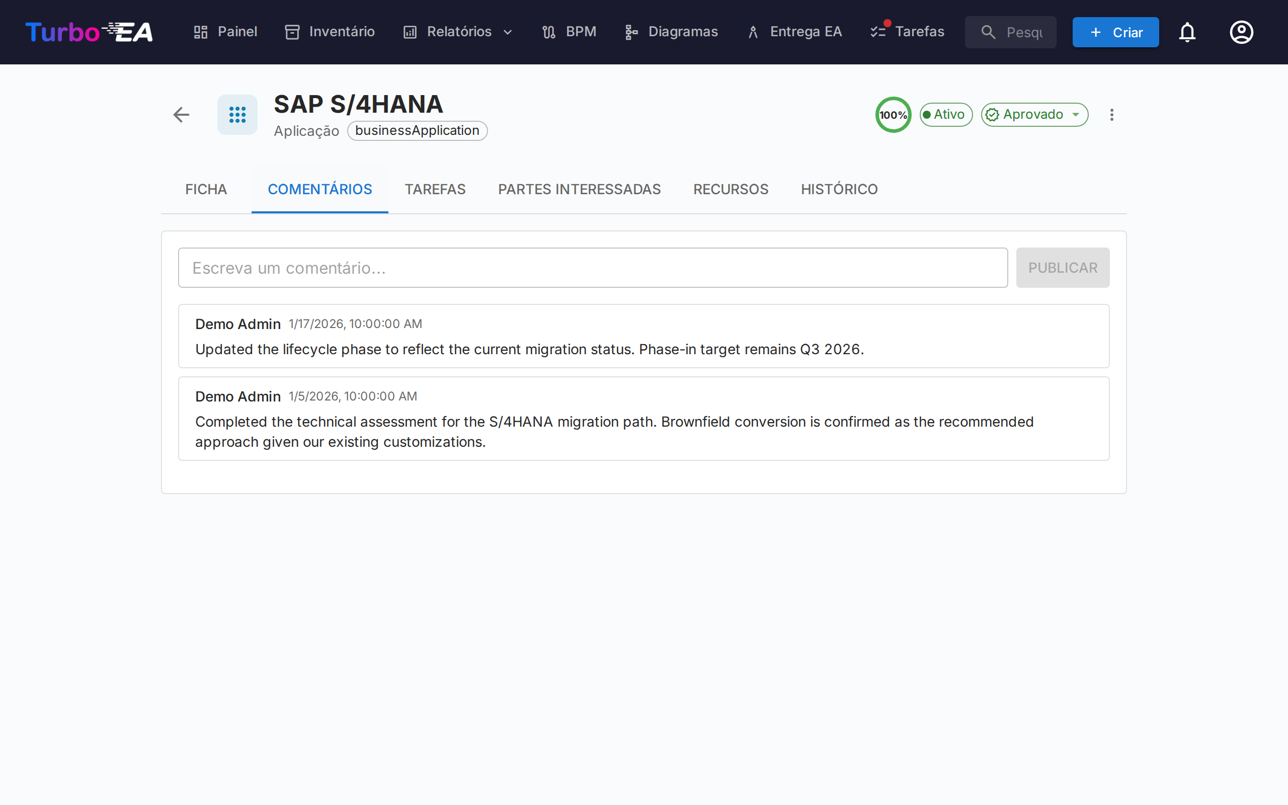 Seção de Comentários do Card