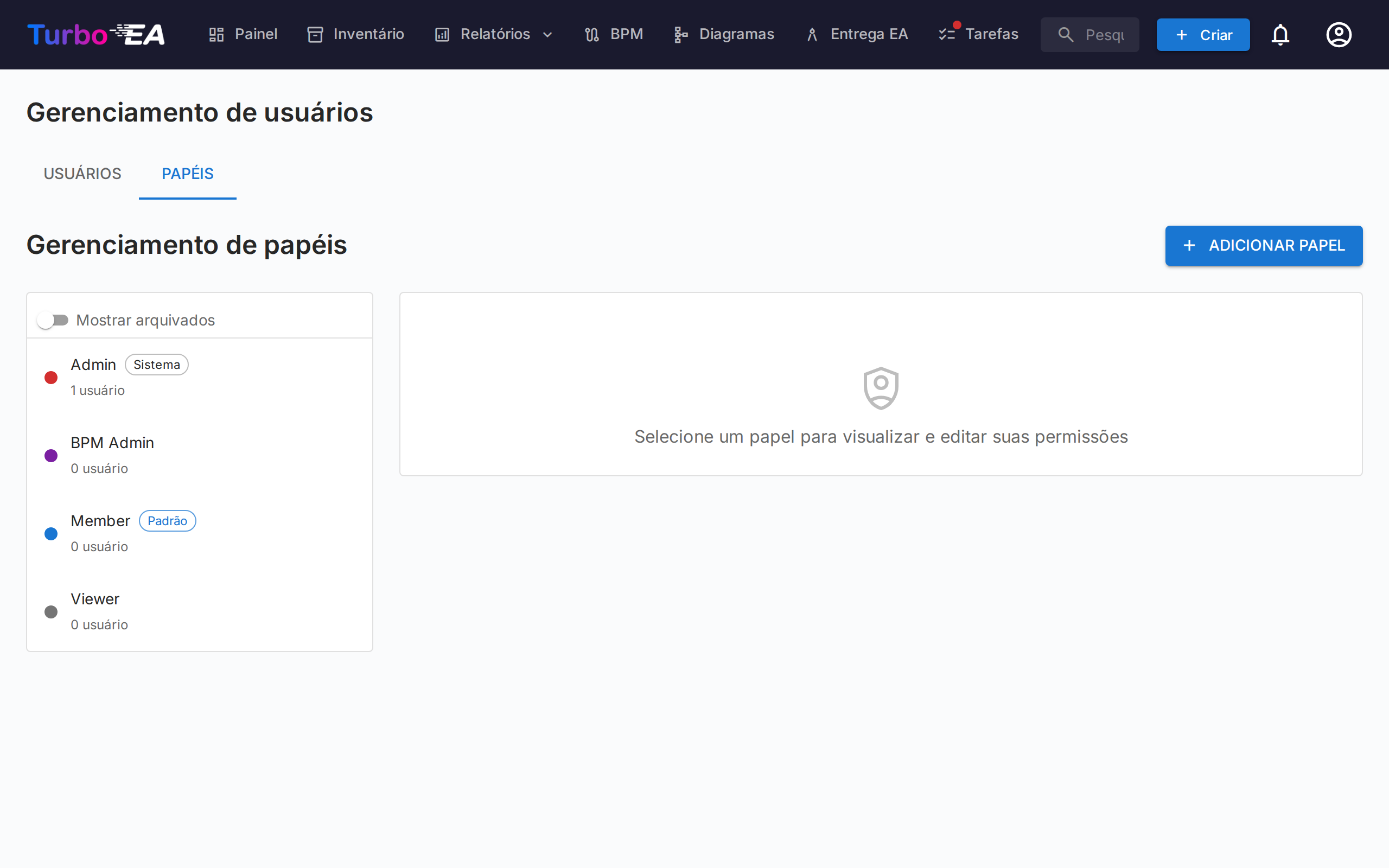 Gestão de papéis